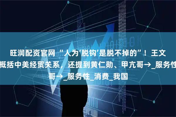 旺润配资官网 “人为‘脱钩’是脱不掉的”！王文涛用四句话概括中美经贸关系，还提到黄仁勋、甲亢哥→_服务性_消费_我国