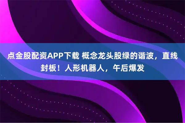 点金股配资APP下载 概念龙头股绿的谐波，直线封板！人形机器人，午后爆发